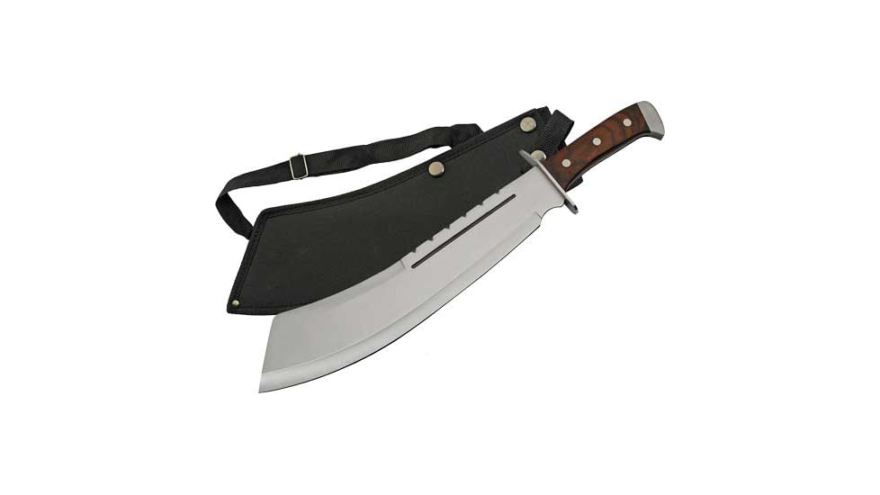 China Made Machete Brown Wood Knife, 13&quot; satin finish stainless blade, Brown pakkawood handle, 926948-WD