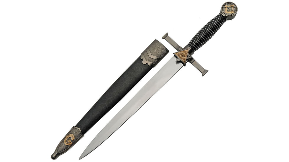 China Made Masonic Dagger Zinc Alloy Knife, 9.25 stainless dagger blade, Black zinc handle, 211509