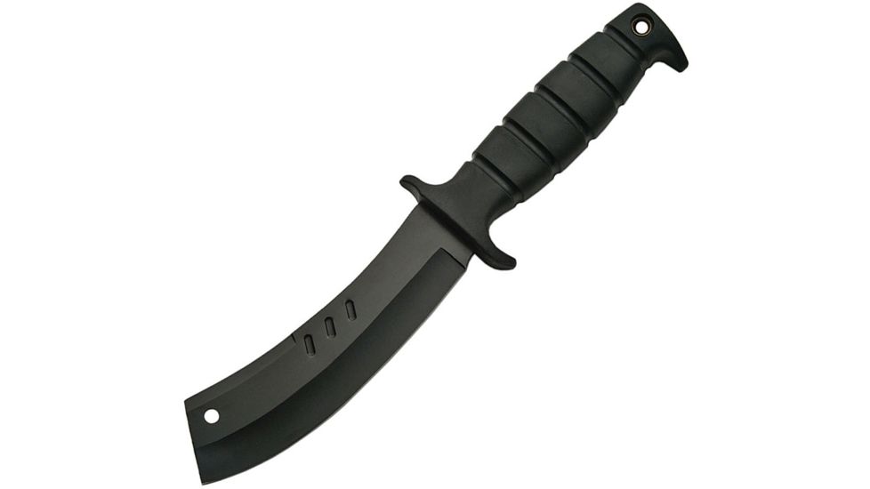 China Made Rubber Handle Combat Cleaver Fixed Blade Knife, 6in, Black Rubberized Handle CN211224