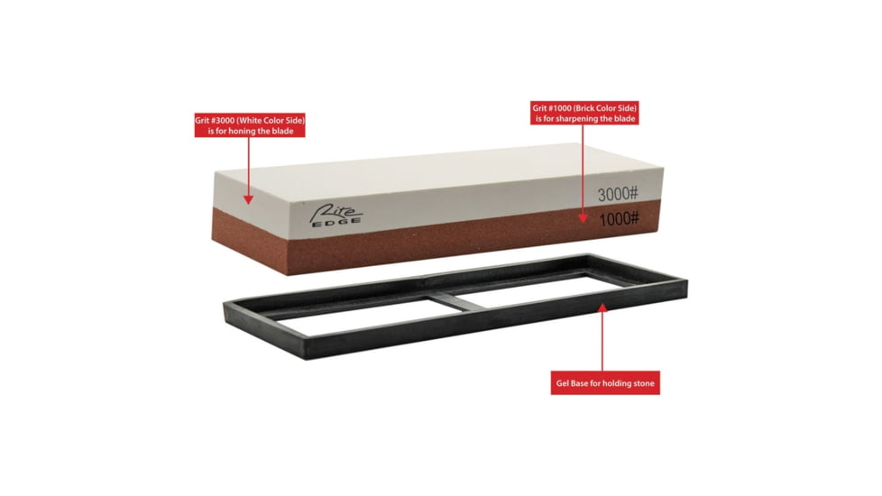 China Made Sharpening Stone 1000/3000, 7.25in X 2.63in X 1.25in, Stone 7in X 2.25in X 1.13in, 1000 Grit Side For Sharpening And 3000 Grit Side For Honing, Gel Base, 212874