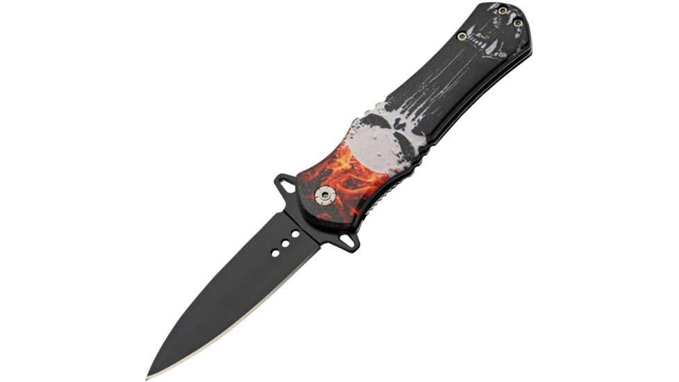 China Made Skull Linerlock A/O Flame