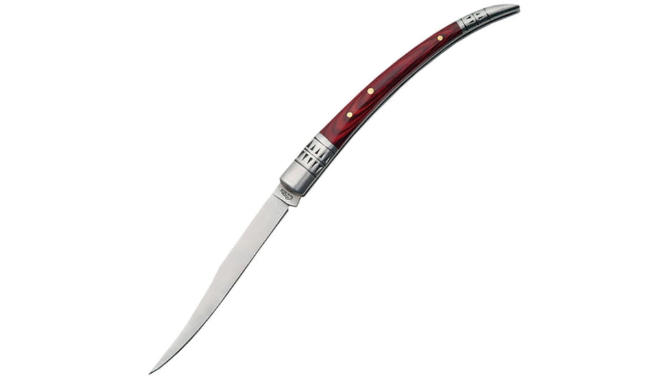 China Made Spanish Fruit Knife Pakkawood Folding Knife, 2.5in Satin SS Blade, Brown Smooth Pakkawood, Brown, 210662-3