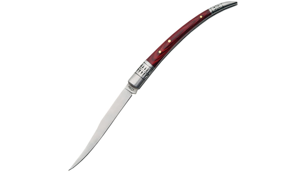 China Made Spanish Fruit Knife Pakkawood Folding Knife, 3in Satin SS Blade, Brown Smooth Pakkawood, brown, 210662-4