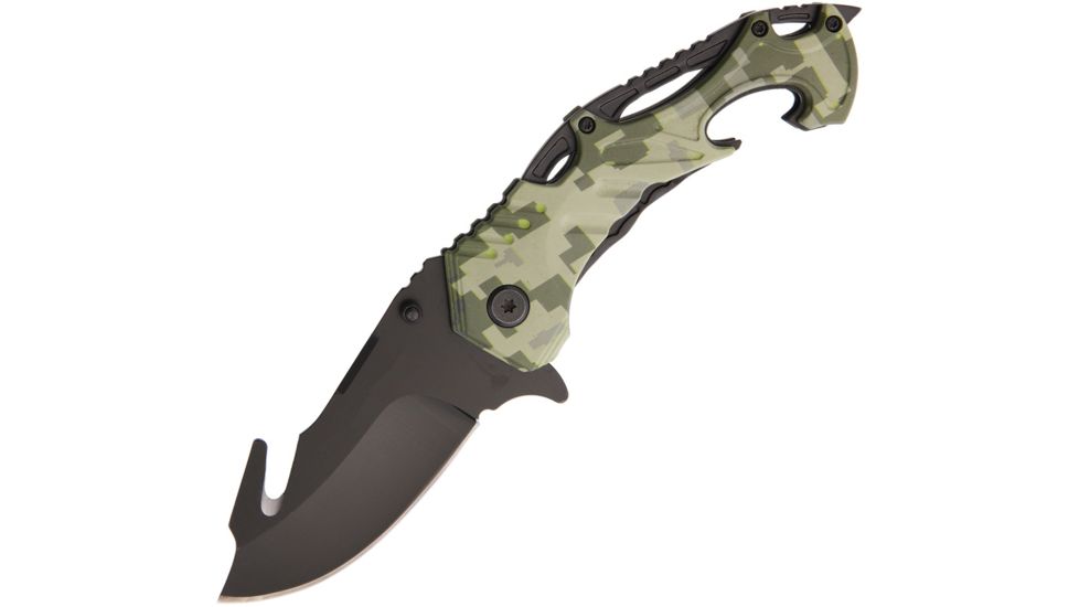 China Made Tactical Linerlock Camo A/O Folding Knife,2.75in,Stainless Steel,Digital Camo,Aluminum Handle CN300287CM