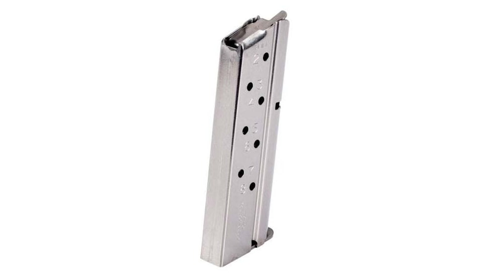 Chip McCormick Match Grade 1911 Compact, 9mm Luger, 8 Round Pistol Magazine w/ Pad, Stainless, M-MG-9CP8-P
