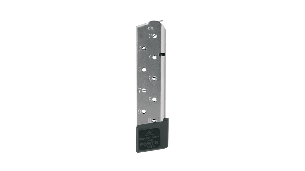 CM Products Power Mag Plus 1911 Government Pistol Magazine w/ Black Base Pad,.45 ACP, 10 Round, 1 Pack, Stainless Steel, M-PMP-45FS10-10RD