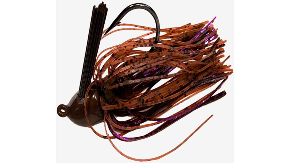 Chompers Flipping Brush Jigs 5/8 oz - 2 Pack, Brown/Purple Flash, FFSBJ58-208