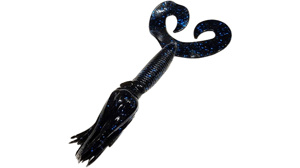 Chompers Skirted Grub Double Tail Grub, 1, 5in, Black/Blue Flake, HG5D10-4