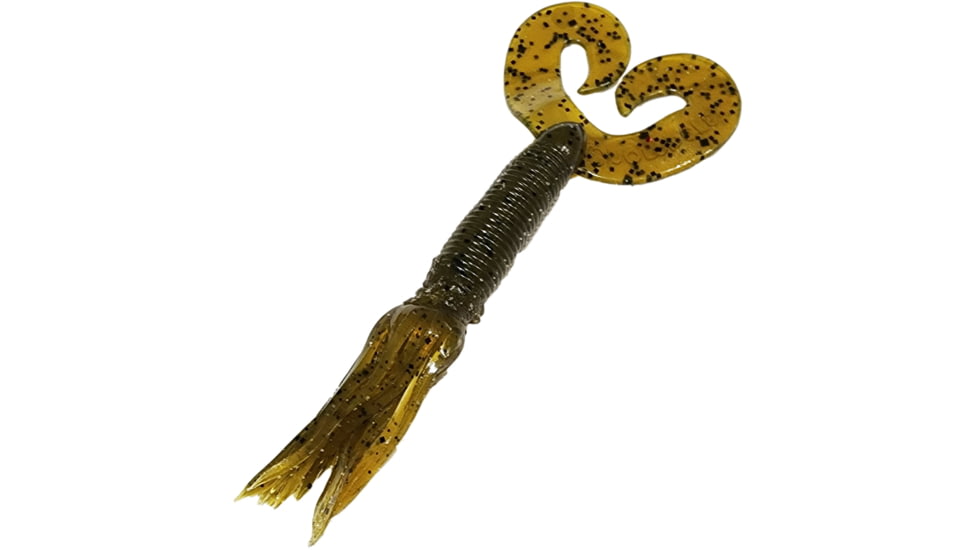 Chompers Skirted Grub Double Tail Grub, 1, 5in, Green Pumpkin, HG5D10-2