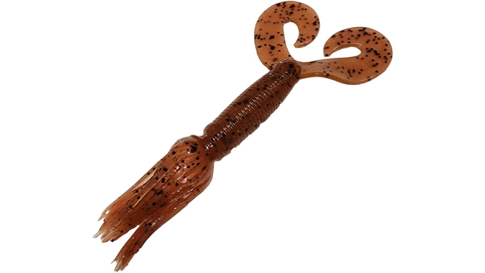 Chompers Skirted Grub Double Tail Grub, 1, 4in, Pumpkin Pepper, HG4D10-3