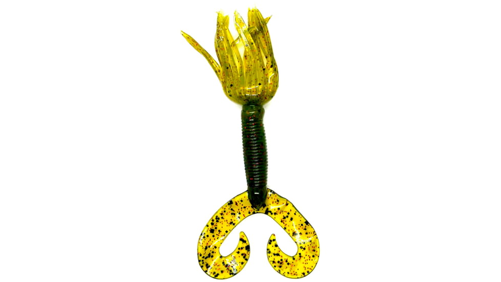 Chompers Skirted Grub Double Tail Grub, 1, 5in, Watermelon/Red Flake, HG5D10-8