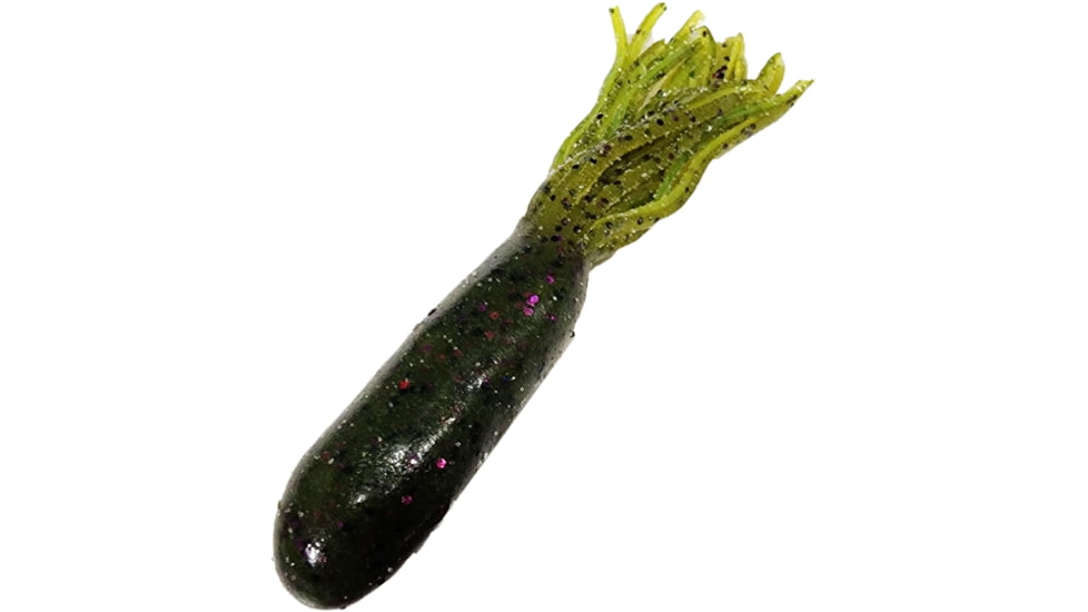 Chompers Ultra Pro Tube, 1, 4in, Dark Melon Pepper/ Purple Flake/Chartreuse Tail, PTB4N8-111