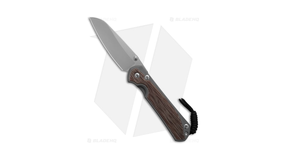 Chris Reeve Knives Large Sebenza 31 Folding Knife, 3.60in, CPM MagnaCut, Sheepsfoot Blade, Micarta, Titanium, Brown/Gray Handle, w/ Natural Insingo Micarta Inlays, Brown/Gray/Gray, 8.40 inch, BHQ-146102