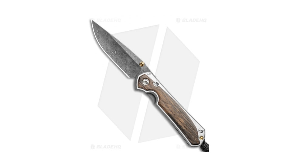 Chris Reeve Knives Small Sebenza 31 Folding Knife, 2.94in, Damascus, Drop Point Blade, Wood, Brown Handle, Bog Oak, Raindrop Damascus, Brown/Black, 6.875 inch, BHQ-98993