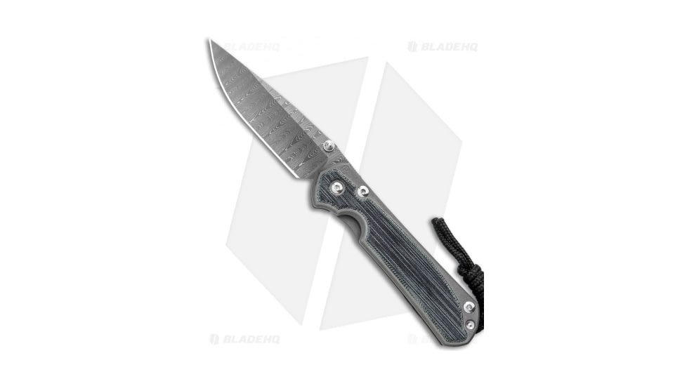 Chris Reeve Knives Small Sebenza 31 Folding Knife, 3.00in, Damascus, Drop Point Blade, Micarta, Titanium, Black/Gray Handle, Standard, Black/Gray/Black, 6.875 inch, BHQ-98980