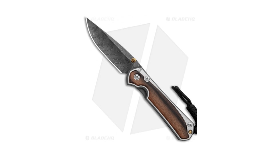 Chris Reeve Knives Small Sebenza 31 Macassar Folding Knife, 3.25in, Damascus, Drop Point Blade, Macassar Ebony, Brown Handle, Brown/Black, 7.00 inch, BHQ-117825