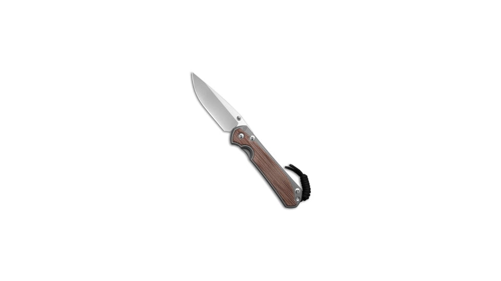Chris Reeve Knives Large Sebenza 31 Folding Knife, 3.63in, CPM MagnaCut, Drop Point Blade, Titanium, Micarta, Brown/Gray Handle, Glass Blast Ti, Brown/Gray/Gray, 8.34 inch, BHQ-140841