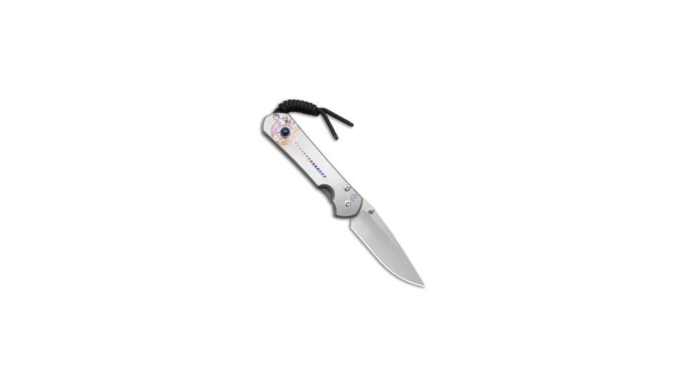 Chris Reeve Knives Chris Reeve Left-Hand Small Sebenza 31 Knife Unique Titanium 2.94" Stonewash, Gray/Blue/Purple/Yellow, CPM MagnaCut, adult, BHQ-228809