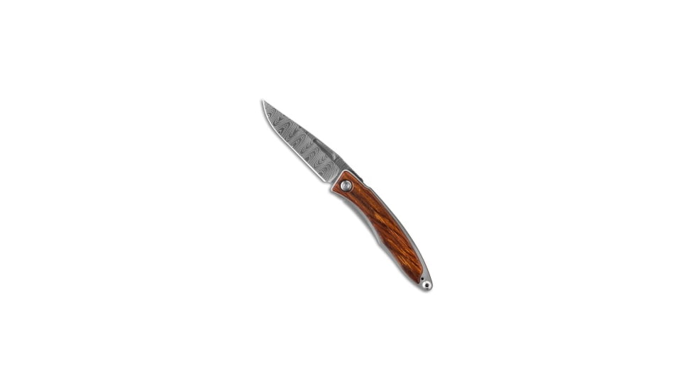 Chris Reeve Knives Mnandi Cocobolo Folding Knife, 2.75in, Damascus, Clip Point Blade, Cocobolo, Wood Handle, Wood/Black, 6.375 inch, BHQ-32511