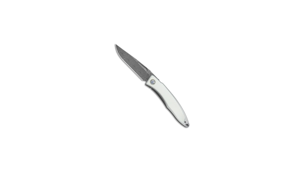 Chris Reeve Knives Mnandi Folding Knife, 2.75in, Damascus, Clip Point Blade, Mammoth, White Handle, White/Black, 6.375 inch, BHQ-79724