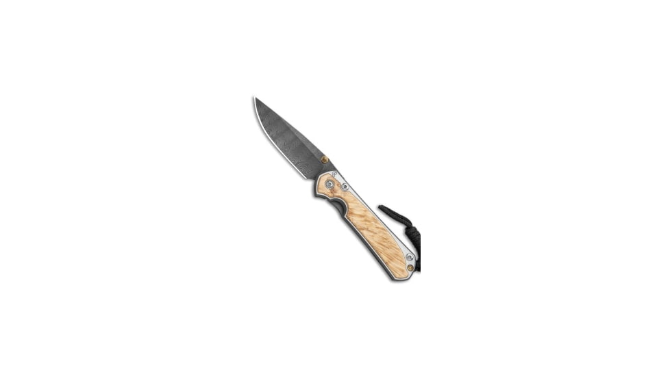 Chris Reeve Knives Small Sebenza 31 Folding Knife, 2.94in, Damascus, Drop Point Blade, Wood, Wood Handle, Box Elder, Wood/Black, 6.875 inch, BHQ-98998
