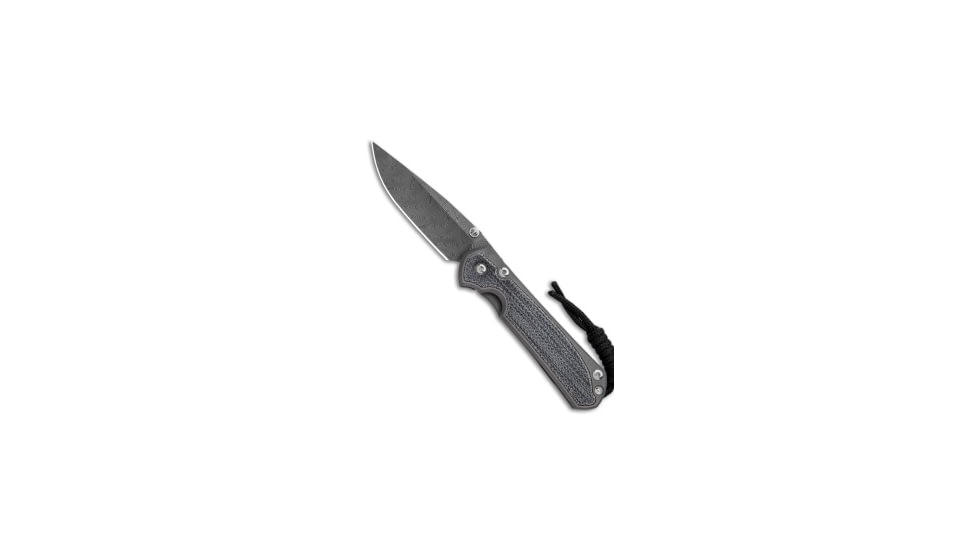 Chris Reeve Knives Small Sebenza 31 Folding Knife, 3.00in, Damascus, Drop Point Blade, Micarta, Titanium, Black/Gray Handle, Double Lug, Boomerang Damascus, Black/Gray/Gray, 6.875 inch, BHQ-116117