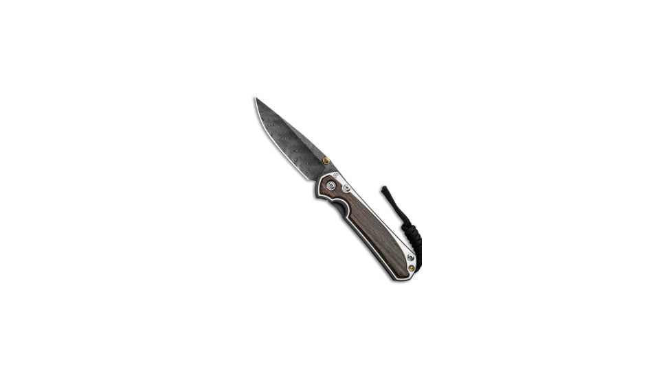 Chris Reeve Knives Small Sebenza 31 Folding Knife, 2.94in, Damascus, Drop Point Blade, Wood, Brown Handle, Bog Oak, Boomerang Damascus, Brown/Black, 6.875 inch, BHQ-118844