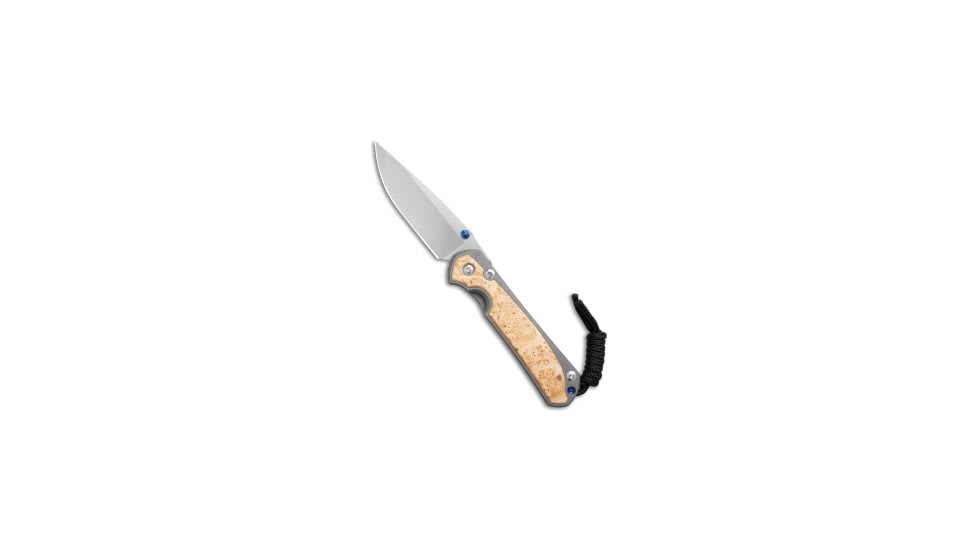 Chris Reeve Knives Small Sebenza 31 Folding Knife, 3.00in, CPM MagnaCut, Drop Point Blade, Titanium, Wood, Gray/Wood Handle, Box Elder Double Lug, Gray/Wood/Gray, 7.00 inch, BHQ-216100