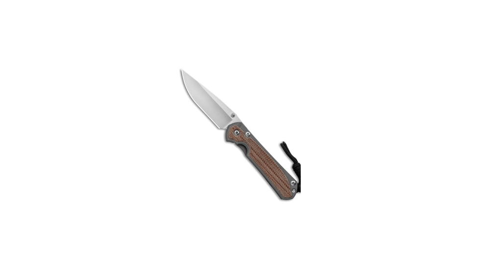 Chris Reeve Knives Small Sebenza 31 Folding Knife, 2.94in, CPM MagnaCut, Drop Point Blade, Micarta, Titanium, Brown Handle, Natural, Brown/Gray, 6.875 inch, BHQ-98975