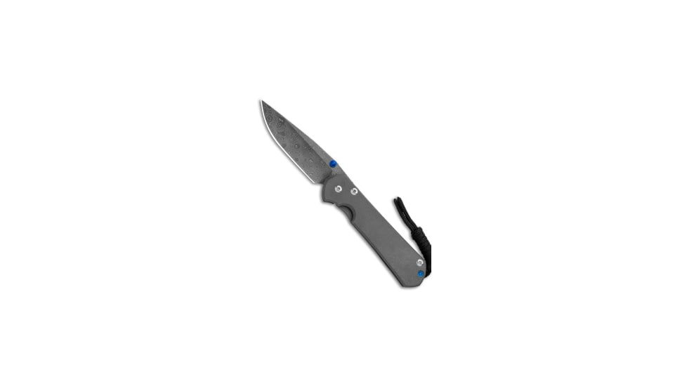 Chris Reeve Knives Small Sebenza 31 Folding Knife, 3.00in, Damascus, Drop Point Blade, Titanium, Gray Handle, Double Lug, Raindrop Damascus, Gray/Gray, 6.875 inch, BHQ-99031