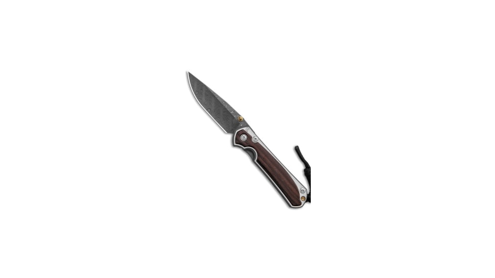 Chris Reeve Knives Small Sebenza 31 Macassar Folding Knife, 3.00in, Damascus, Drop Point Blade, Titanium, Wood, Brown/Gray Handle, Brown/Gray/Gray, 6.875 inch, BHQ-118518