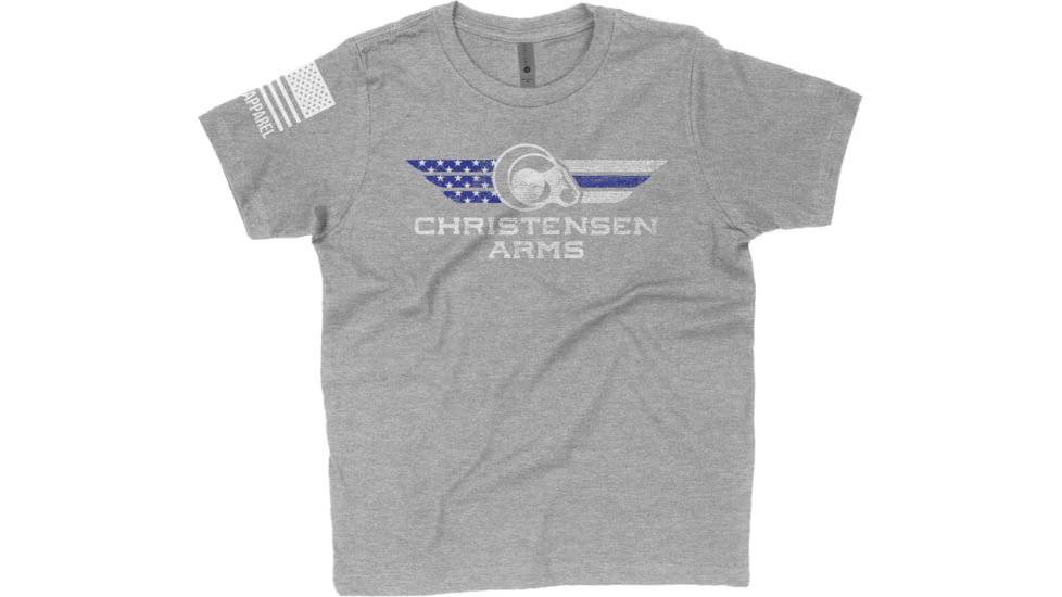 Christensen Arms Blue Line T-Shirt - Men's, Small, Heather Gray, 720-00072-00