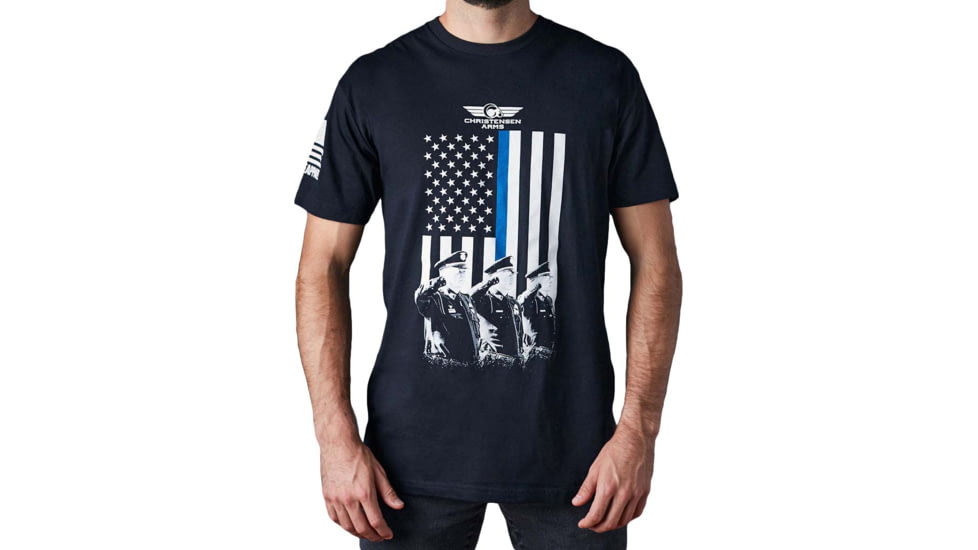 Christensen Arms Flag Blue Line T-Shirt - Mens, Extra Large, Black, 720-00043-03