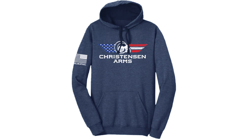 USED Christensen Arms Red White Blue Flag Patriotic Hoodie - Men's, Large, Heather Navy, 720-00076-02, EDEMO1