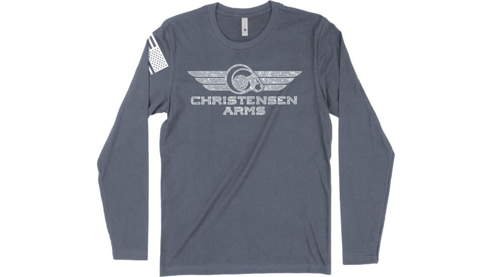 Christensen Arms White Topo Map Design Long Sleeve - Men's, Large, Solid Indigo, 720-00141-02