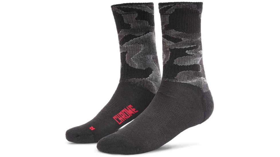 Chrome Industries Merino Crew Socks 052F24B7, Grey Camo, MD, AP-118-GYCM-NA-MD