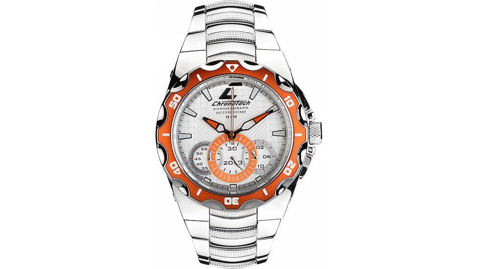 Chronotech Active 7922 Men's Watch - Stainless Steel Band, Orange/White Face Ct.7922am/36m
