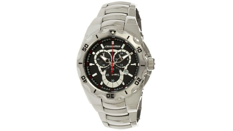 Chronotech Active 7922 Men's Watch - Chrome Stainless Steel Band, Black Face Ct.7922m/02m