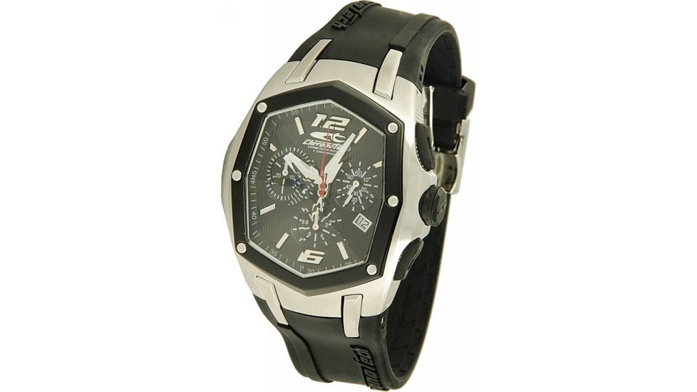 Chronotech Deluxe Sporty Men's Watch - Black Band, Silver/Black Face Ct.7931m/02