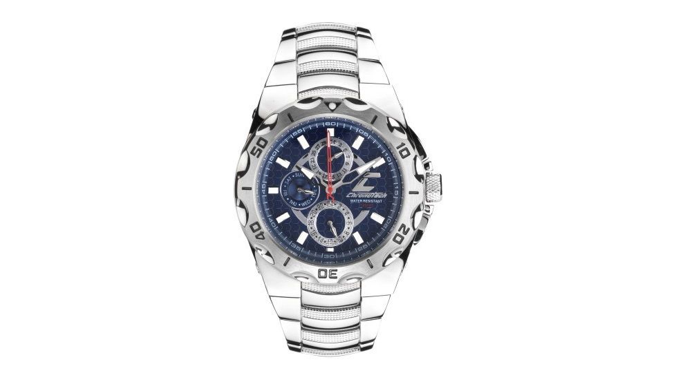 Chronotech Active 7935 Men's Watch - Stainless Steel Band, Blue Face Ct.7935cm/43m