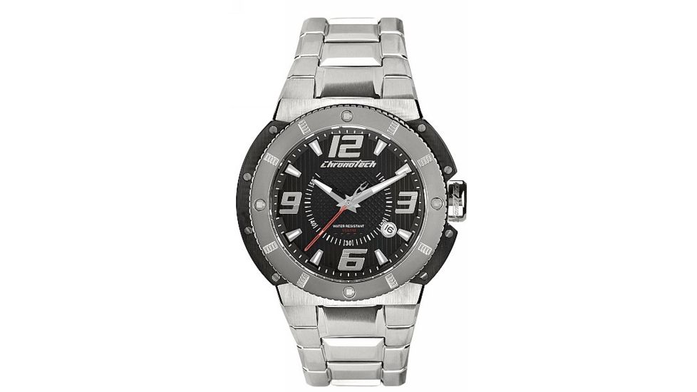 Chronotech Active Prive Men's Watch - Stainless Steel Band, Black Face Ct.7977m/02m