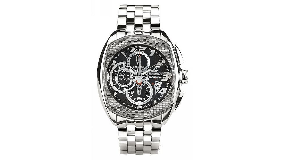 Chronotech Active 7025  Watch - Silver Stainless Steel Band, Black Face Ct.7025m/02m