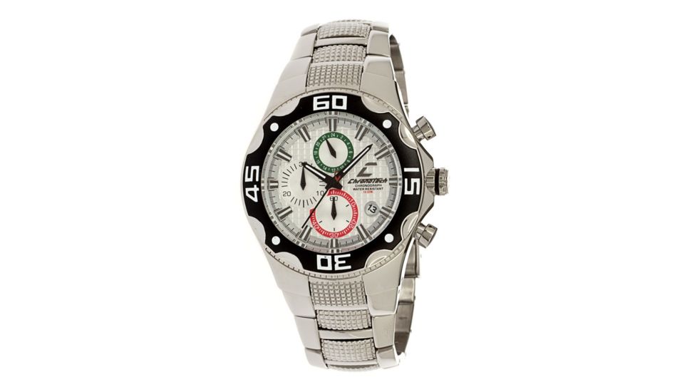 Chronotech Active 7091  Watch - Chrome Stainless Steel Band, White Face Ct.7091am/16m