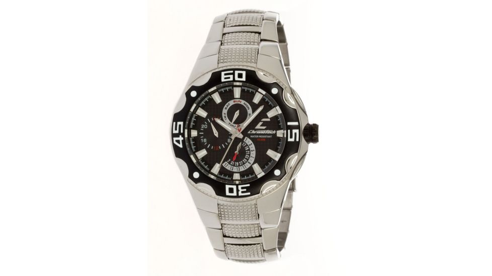 Chronotech Active 7092  Watch - Stainless Steel Band, Black Face Ct.7092am/12m
