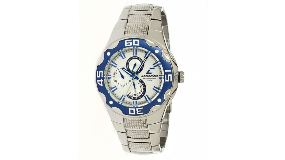 Chronotech Active 7092  Watch - Stainless Steel Band, Blue/White Face Ct.7092am/13m