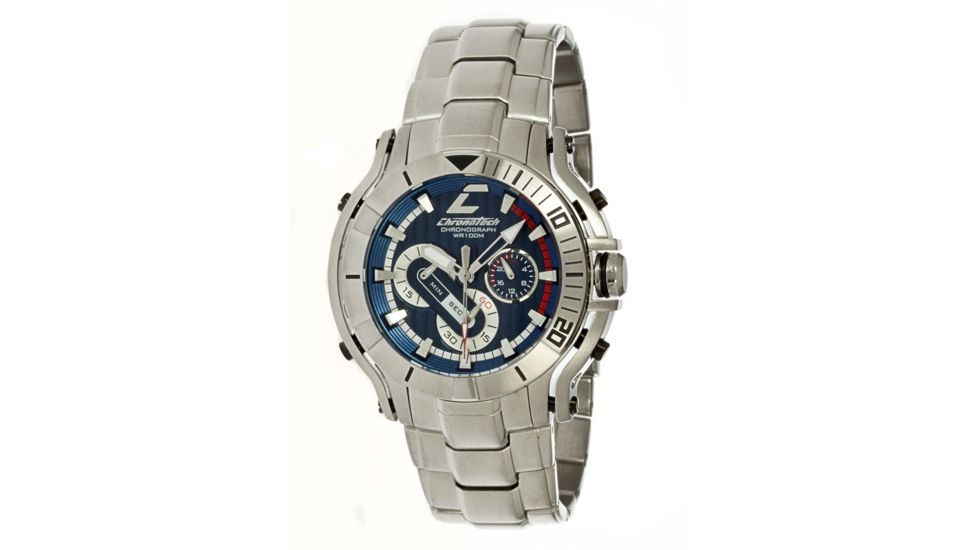 Chronotech Active 7108  Watch - Chrome Stainless Steel Band, Blue Face Ct.7108m/03m