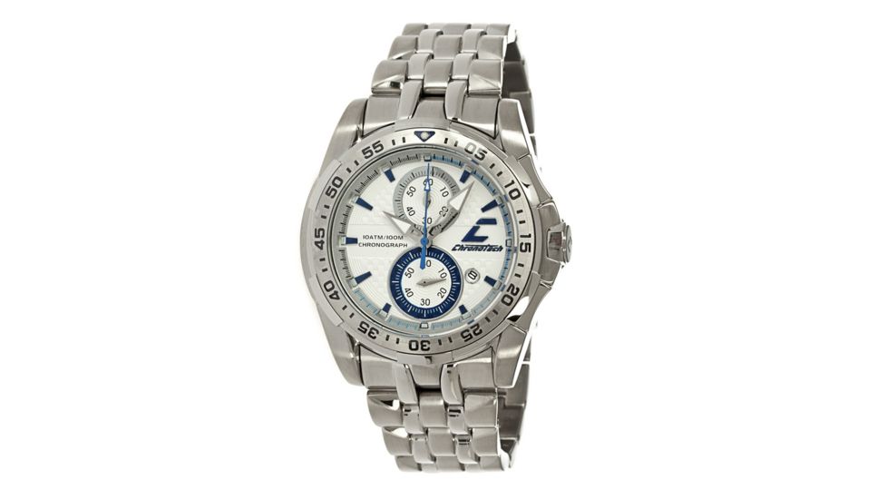 Chronotech Active 7109  Watch - Stainless Steel, Blue Markers Band, White Face Ct.7109m/08m