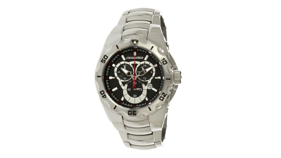 Chronotech Active 7922  Watch - Chrome Stainless Steel Band, Black Face Ct.7922m/02m