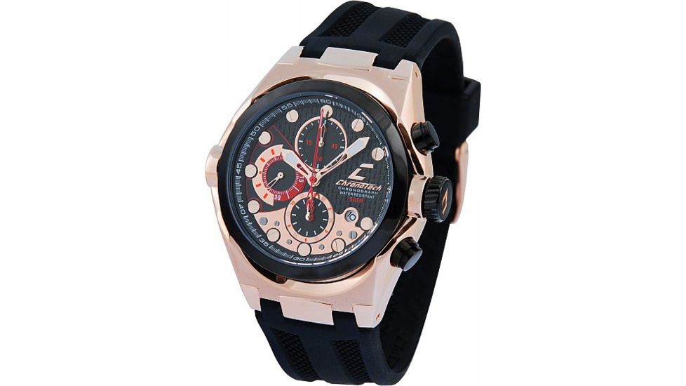 Chronotech Active 7991  Watch - Black Band, Rose Stainless Steel/Black Face Ct.7991m/05