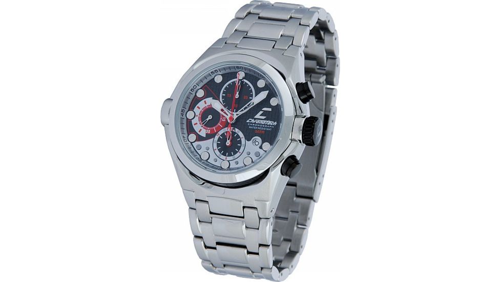 Chronotech Active 7991  Watch - Chrome Stainless Steel Band, Black Face Ct.7991m/02m